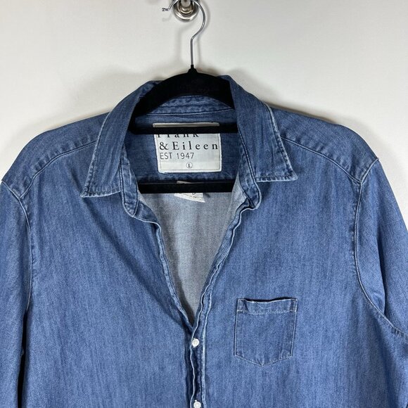 Frank & Eileen Collar Button-Up Shirt Vintage Stonewashed Indigo Size L Casual - Picture 4 of 12